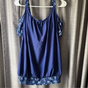 New Bloomchic SwimTop Blue Print Size 14
